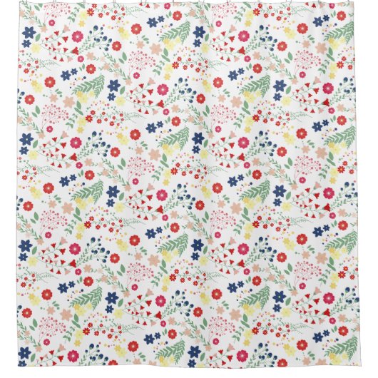 Weißes einfaches Wildblume-Muster Duschvorhang (Vorderseite)