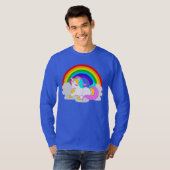 Weißes Einhorn am Regenbogen Herren Langschläfer T-Shirt (Vorne ganz)