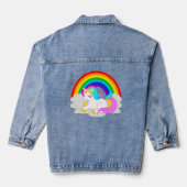 Weißes Einhorn auf Cloud Rainbow Women's Jeansjacke (Rückseite)