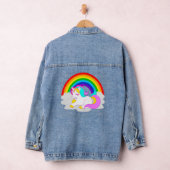 Weißes Einhorn auf Cloud Rainbow Women's Jeansjacke (Hangar)