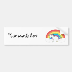 Weißes Einhorn auf Regenbogen und Wolken Autoaufkleber