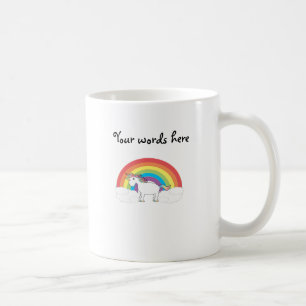 Weißes Einhorn auf Regenbogen und Wolken Kaffeetasse