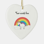 Weißes Einhorn auf Regenbogen und Wolken Keramik Ornament (Rechts)