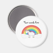 Weißes Einhorn auf Regenbogen und Wolken Magnet (Vorderseite/Rückseite)