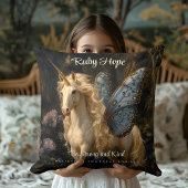 Weißes Einhorn Blauer Schmetterling Flügel Fairy H Kissen