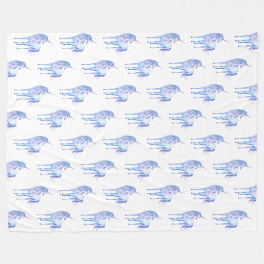 Weißes Einhorn Fleecedecke (Vorderseite (Horizontal))