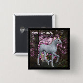 Weißes Einhorn im Forest Fantasy Button (Vorne & Hinten)