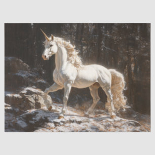 Weißes Einhorn im Vintage-Malstil Seidenpapier
