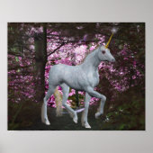 Weißes Einhorn in Forest Fantasy Horse Poster (Vorne)