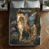 Weißes Einhorn mit blauem Butterfly-Kinderzimmer Fleecedecke