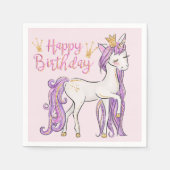 Weißes Einhorn mit einer Goldkrone Moderne Serviette (Vorderseite)