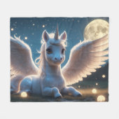 Weißes Einhorn mit Flügeln Fleecedecke (Vorderseite (Horizontal))