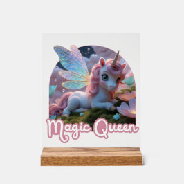 Weißes Einhorn mit Flügeln - Magic Queen Acrylschild