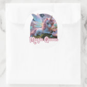 Weißes Einhorn mit Flügeln - Magic Queen Runder Aufkleber (Tasche)