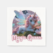 Weißes Einhorn mit Flügeln - Magic Queen Serviette (Vorderseite)