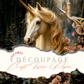 Weißes Einhorn mit rosa Orchideen Winterfantasie Seidenpapier