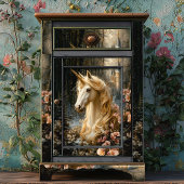 Weißes Einhorn mit rosa Orchideen Winterfantasie Seidenpapier