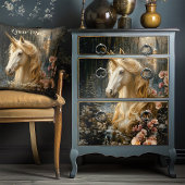 Weißes Einhorn mit rosa Orchideen Winterfantasie Seidenpapier