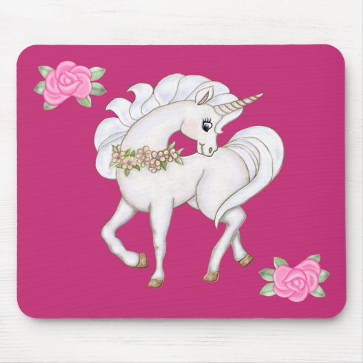 Weißes Einhorn Mousepad (Vorne)
