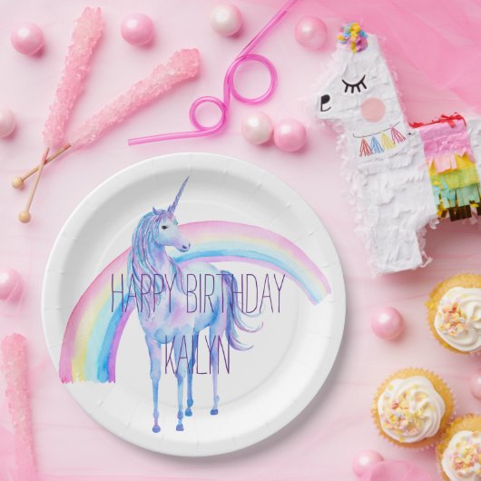 Weißes Einhorn Pappteller (Party)