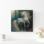 Weißes Einhorn Quadratische Wanduhr (Zuhause)