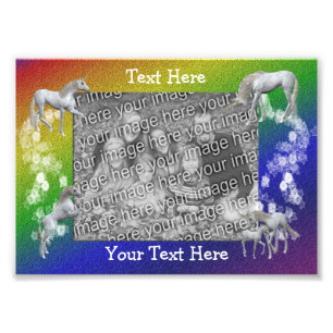Weißes Einhorn Rainbow Foto Rahmen