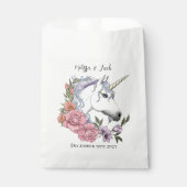 Weißes Einhorn Rosa Blume Blau Geschenktütchen (Vorderseite)
