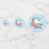 Weißes Einhorn Rosa Blume Blau Konfetti (Vorderseiten)