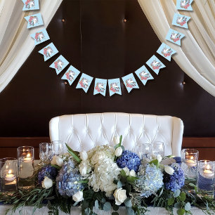 Weißes Einhorn Rosa Blume Blau Wimpelkette