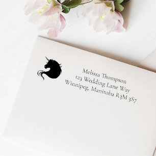 Weißes Einhorn Rosa Blume Blaue Hochzeit Permastempel