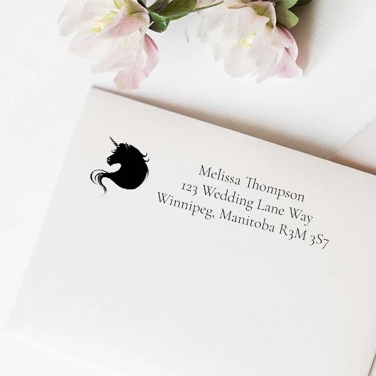 Weißes Einhorn Rosa Blume Blaue Hochzeit Permastempel