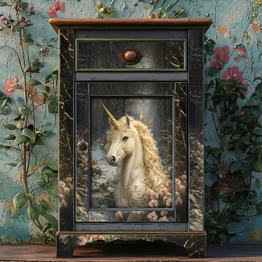 Weißes Einhorn Rosa Orchideen Seidenpapier