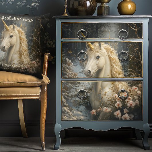 Weißes Einhorn Rosa Orchideen Seidenpapier