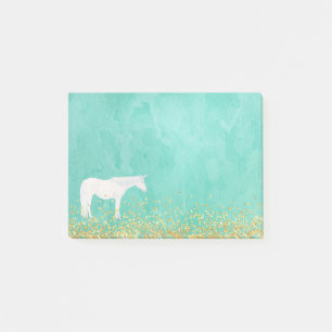 Weißes Einhorn Spearmint Gold Confetta Post-it Klebezettel