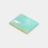 Weißes Einhorn Spearmint Gold Confetta Post-it Klebezettel (angewinkelt)
