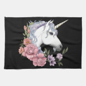Weißes Einhorn und Blume Geschirrtuch (Horizontal)
