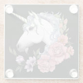 Weißes Einhorn und Blume Glasuntersetzer (Rückseite)