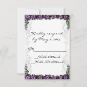 Weißes Einhorn und Lila Rose Herz UAWG RSVP Karte (Rückseite)
