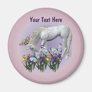 Weißes Einhorn und Schmetterlings-Fantasie-Magnet Magnet