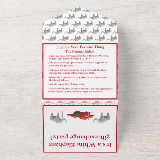 Weißes Elefant-Party All In One Einladung (Außenbereich)