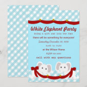 Weißes Elefant-Party Einladung (Vorne/Hinten)