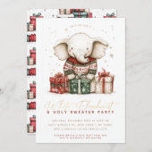 Weißes Elefant Ugly Sweater Party Einladung (Vorne/Hinten)