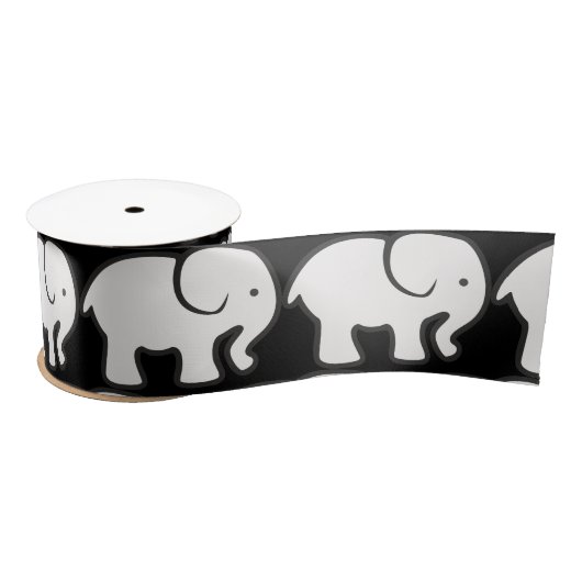 Weißes Elefantendesign Satinband (Spule)
