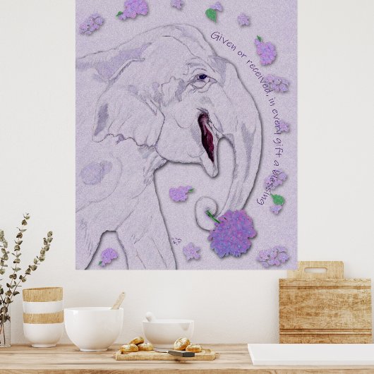 Weißes Elefantengeschenk Poster (Küche)