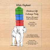 Weißes Elefantengestapelte Geschenkbörse Party Acryleinladungen (Vorderseite)