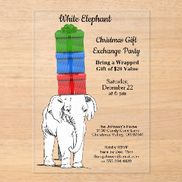 Weißes Elefantengestapelte Geschenkbörse Party Acryleinladungen
