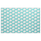 Weißes Elefantenmuster Aqua Stoff (Fat Quarter (45,7 x 55,9 cm))