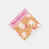 Weißes Elefantenmuster Rosa und Orange Weihnachten Serviette (Ecke)