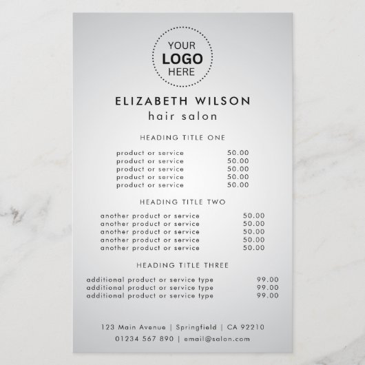 Weißes Elegant | Flyer des einfachen Salon Service (Vorne)