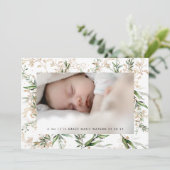 Weißes Elegantes Boho Golden Sage Eukalyptus Foto (Stehend Vorderseite)